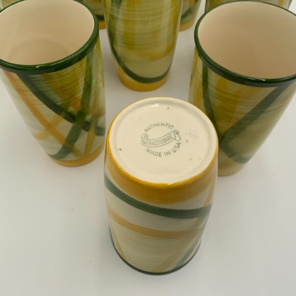 Set of 10 Vintage Vernonware Gingham Tumblers Glasses Vernon Kilns - Picture 8 of 8
